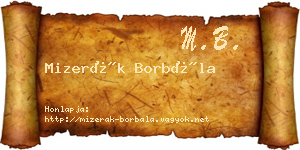 Mizerák Borbála névjegykártya